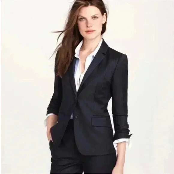J. Crew Jackets & Blazers - J. Crew Super 120s Navy pinstripe blazer